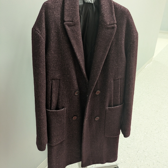 Simons Deep Burgundy Double-Breasted Pea Coat - Picture 10 of 11
